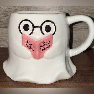 🥰 Halloween Spooky Stories Nerd Ghost Reading Book Mug by Cobwebs & Cauldrons